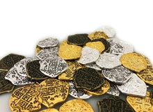 Load image into Gallery viewer, Lot of 200 - Toy Metal Pirate Coins In Gold and Silver Color