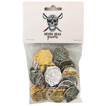 Load image into Gallery viewer, Lot of 200 - Toy Metal Pirate Coins In Gold and Silver Color