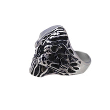 Load image into Gallery viewer, Seven Seas Pirate Flaming Skull Steel Black Enameled Ring (US Size 8 to 13 R176)