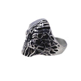 Seven Seas Pirates Flaming Skull Steel Black Enameled Ring (US Size 9 R176)
