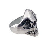 Seven Seas Pirate Flaming Skull Steel Black Enameled Ring (US Size 8 to 13 R176)