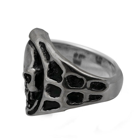 Seven Seas Pirate Skull Steel Black Enameled Ring (US Size 8 to 13 R132)