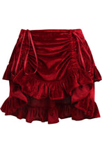 Load image into Gallery viewer, Dark Red Velvet Ruched Bustle Skirt