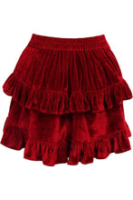 Load image into Gallery viewer, Dark Red Velvet Ruched Bustle Skirt