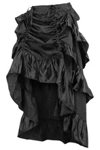 Load image into Gallery viewer, Black Brocade Adjustable High Low Bustle Skirt