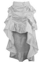 Load image into Gallery viewer, White Brocade Adjustable High Low Bustle Skirt