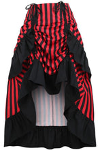 Load image into Gallery viewer, Black/Red Stripe Adjustable High Low Skirt