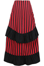 Load image into Gallery viewer, Black/Red Stripe Adjustable High Low Skirt
