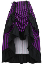 Load image into Gallery viewer, Black/Purple Stripe Adjustable High Low Skirt