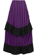 Load image into Gallery viewer, Black/Purple Stripe Adjustable High Low Skirt