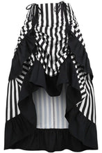 Load image into Gallery viewer, Black/White Stripe Adjustable High Low Skirt