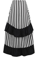 Load image into Gallery viewer, Black/White Stripe Adjustable High Low Skirt