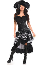 Load image into Gallery viewer, Top Drawer 4 PC Black/White Premium Pirate Corset Costume