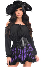 Load image into Gallery viewer, Top Drawer 4 PC Black/Purple Striped Premium Pirate Corset Costume
