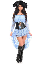 Load image into Gallery viewer, Top Drawer 4 PC Lt Blue Premium Pirate Corset Costume