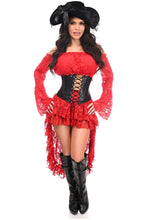 Load image into Gallery viewer, Top Drawer 4 PC Red Premium Pirate Corset Costume