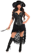 Load image into Gallery viewer, Top Drawer 4 PC Black Lace Premium Pirate Corset Costume