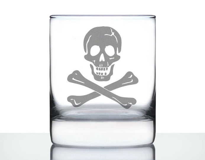 Skull and Crossbones Whiskey Rocks Glass - Pirate Gifts