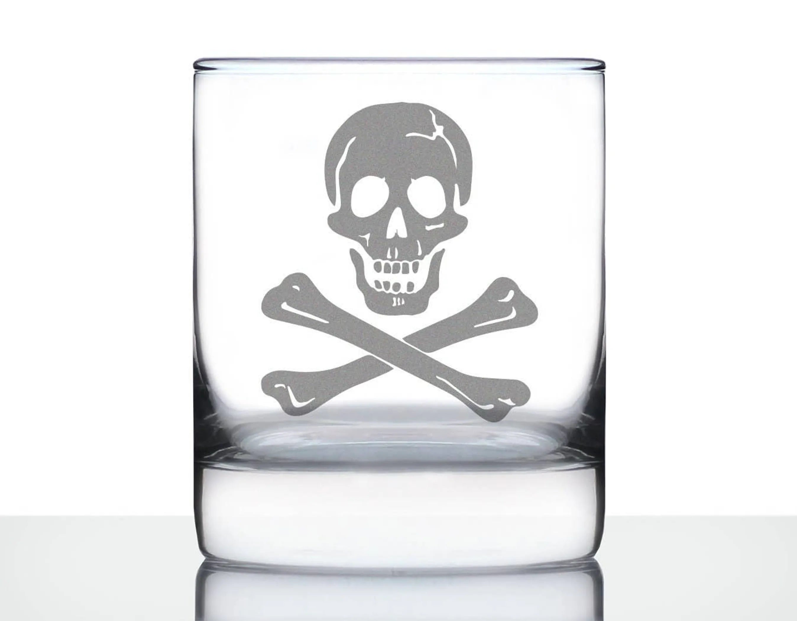 Skull and Crossbones Whiskey Rocks Glass - Pirate Gifts