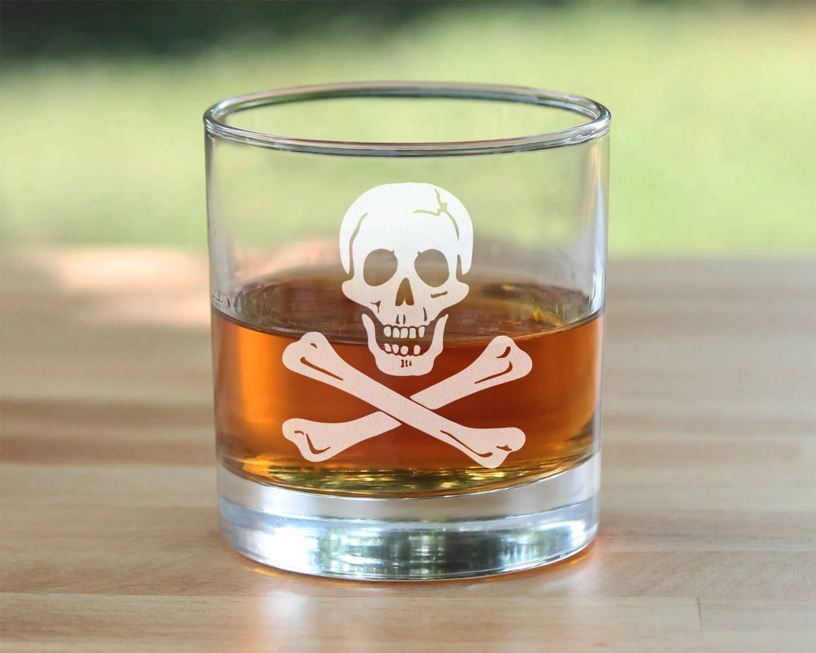 Skull and Crossbones Whiskey Rocks Glass - Pirate Gifts
