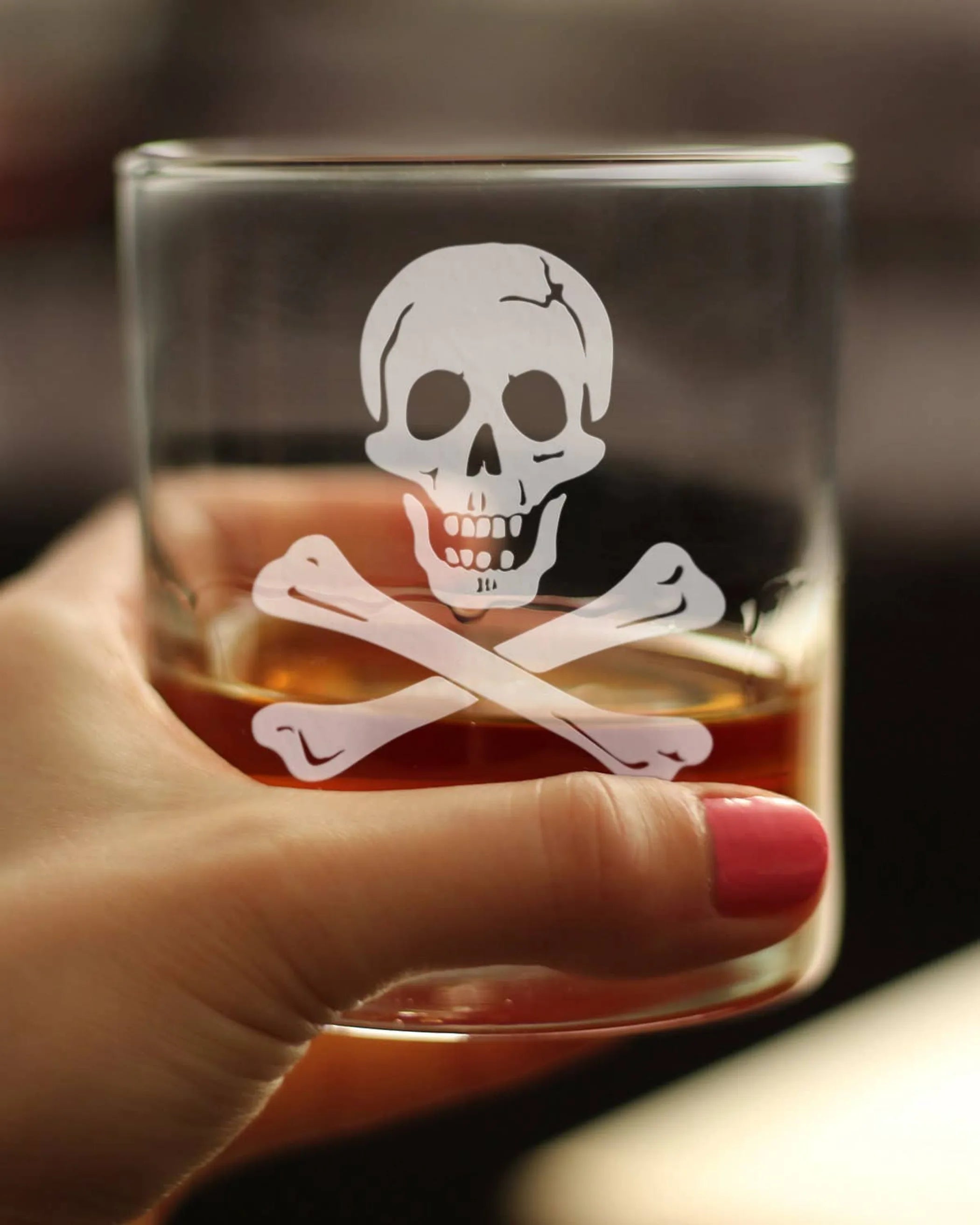Skull and Crossbones Whiskey Rocks Glass - Pirate Gifts