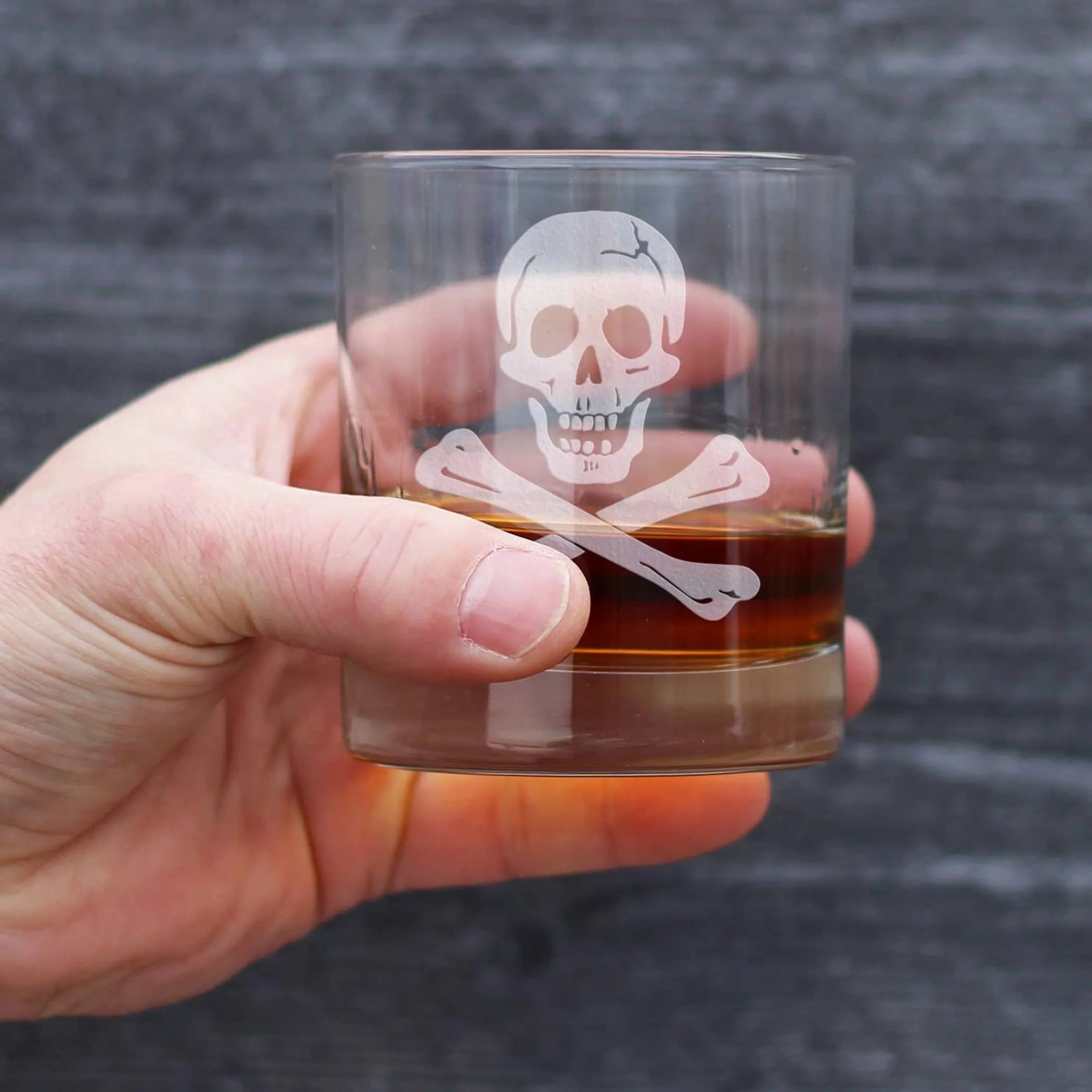 Skull and Crossbones Whiskey Rocks Glass - Pirate Gifts