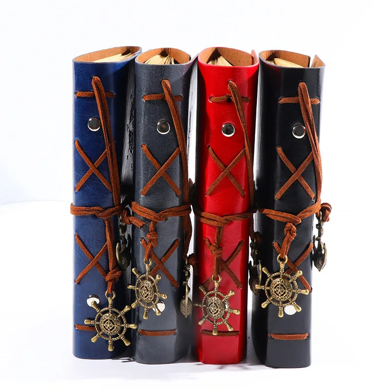 Spiral NoteBook Newest Diary Book Vintage Pirate Anchors PU leather Note Book Replaceable Xmas Gift Traveler Journal