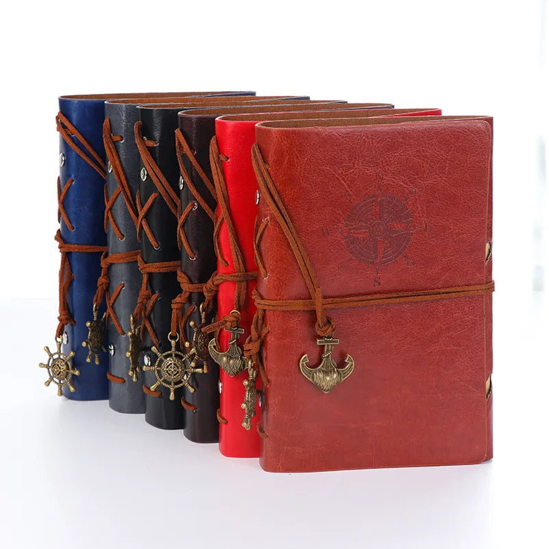 Spiral NoteBook Newest Diary Book Vintage Pirate Anchors PU leather Note Book Replaceable Xmas Gift Traveler Journal