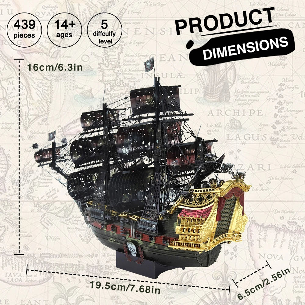 The Flying Dutchman Pirate Ship 3D Metal Model