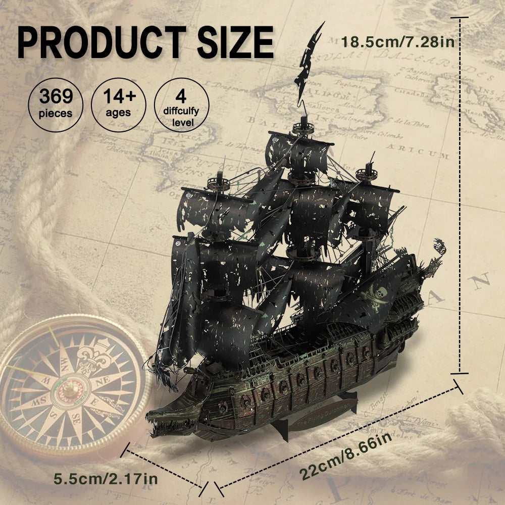 The Flying Dutchman Pirate Ship 3D Metal Model