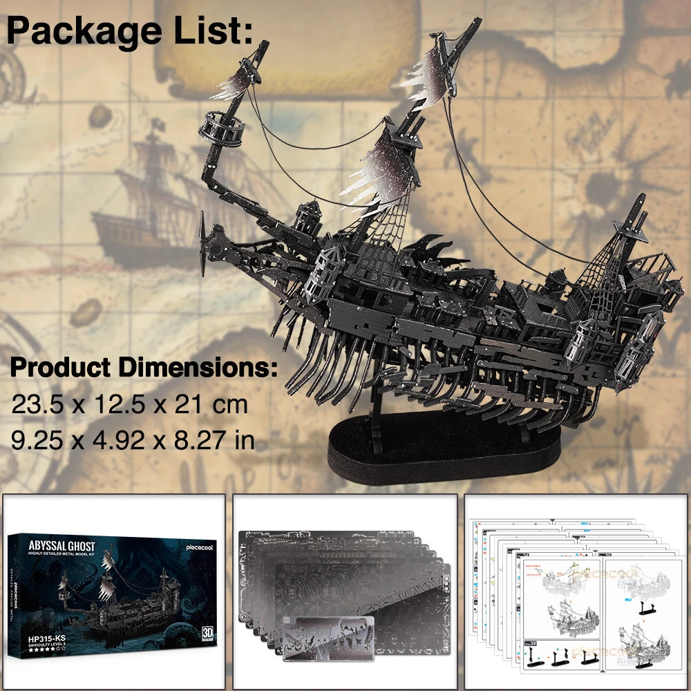 The Flying Dutchman Pirate Ship 3D Metal Model