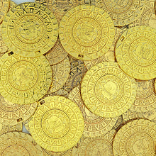 Load image into Gallery viewer, Shiny Gold Toy Metal Aztec Pirate Coins - You Choose The Quantity