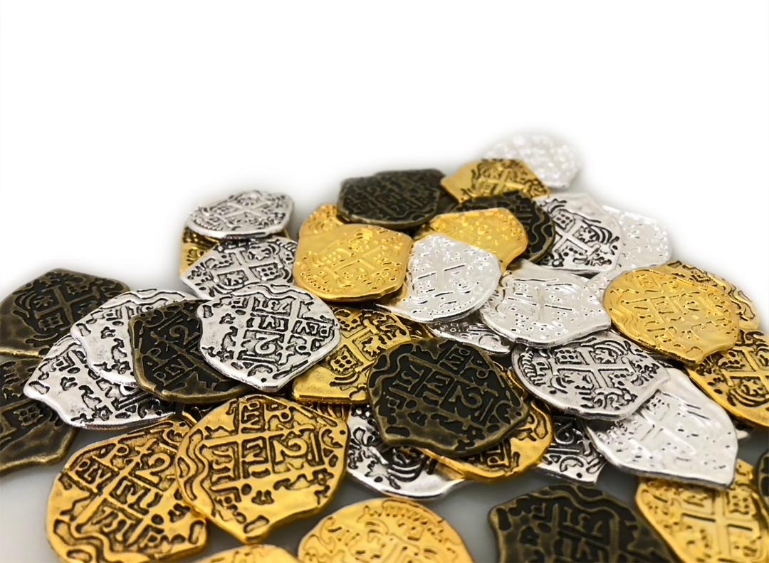 500 Gold & Silver Doubloon Toy Metal Pirate Coins