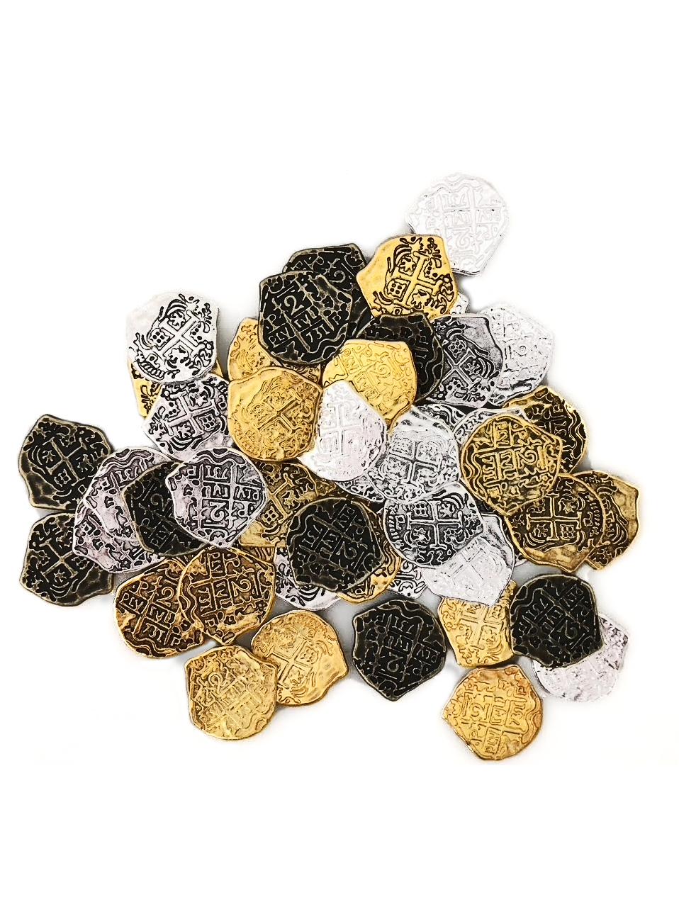 Lot of 100 - Metal Pirate Gold & Silver Doubloons.