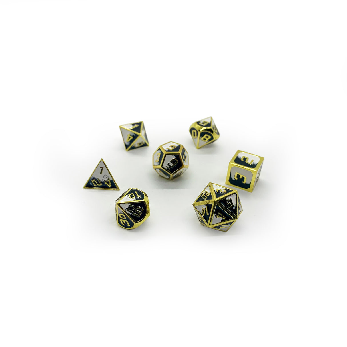 Metal Black and Gold Metallic Enameled Dice Set