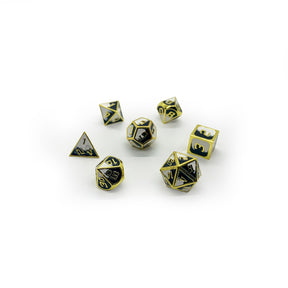 Metal Black and Gold Metallic Enameled Dice Set