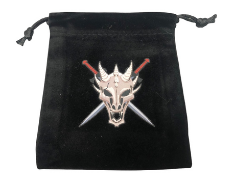 Metal Dragon Scale Black and White Dice Set with Pouch and Display Box