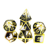 Metal Dragon Scale Black and White Dice Set with Pouch and Display Box