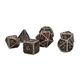 Metal Blood-Like Paint Splattered Design Antique Silver Dice Set with Display Box