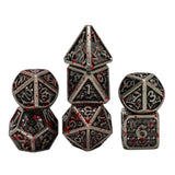 Metal Blood-Like Paint Splattered Design Antique Silver Dice Set with Display Box