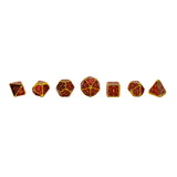 Metal Red and Gold Spider Web Dice Set with Hexagon Display Box