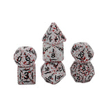Metal White Blood-Like Paint Splattered Design Dice Set with Hexagon Display Box