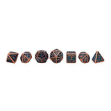 Metal Blue and Copper Dice Set with Hexagon Display Box