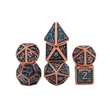 Metal Blue and Copper Dice Set with Hexagon Display Box