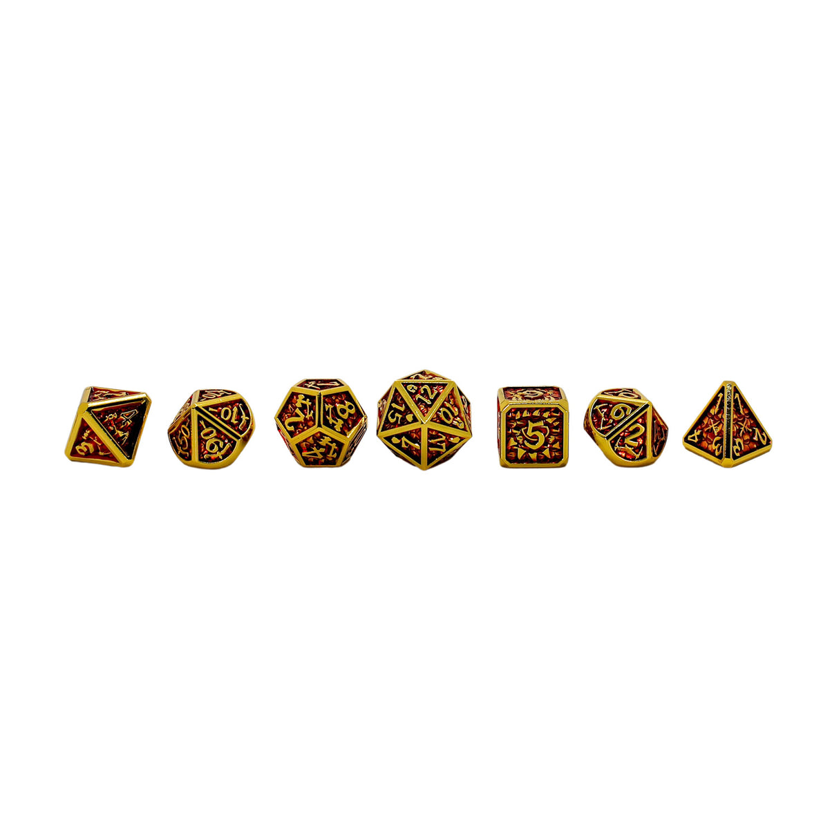 Metal Red and Gold Colored Dice Set with Display Box