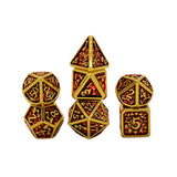Metal Red and Gold Colored Dice Set with Hexagon Display Box