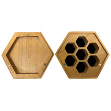 Load image into Gallery viewer, Dragon Hexagon Wooden Display Dice Box with Magnetic Lid - Perfect for RPG Games - Durable