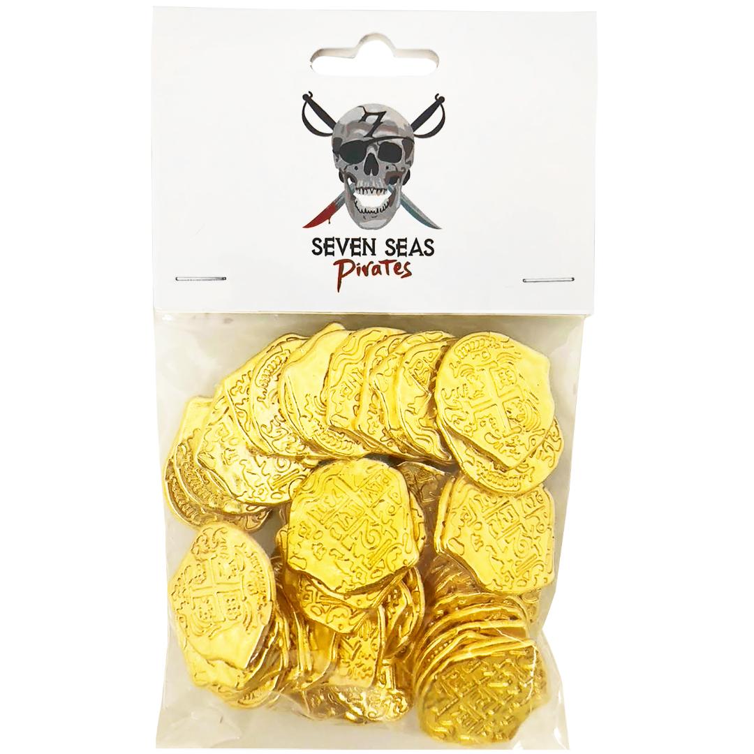 Lot of 100 - Toy Shiny Gold Pirate Coins Treasure