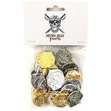 Wooden Pirate Treasure Chest with Lot of 50 Mixed Coins