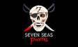 Seven Seas Pirate Flag - Skull and Crossbones Black Background